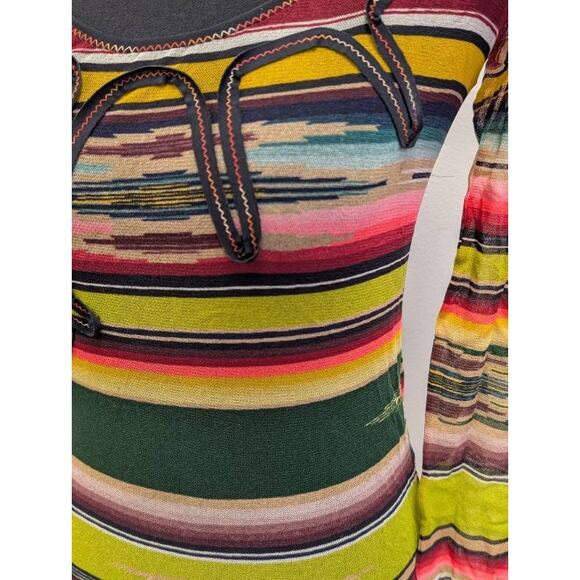 Jean Paul Gaultier Soleil Fuzzi Mesh Top Vintage Y2K Stripe Italy M Long Sleeve - Picture 16 of 16